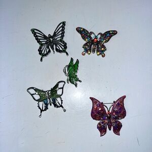 Elegant Butterfly Brooch Set - Multicolor